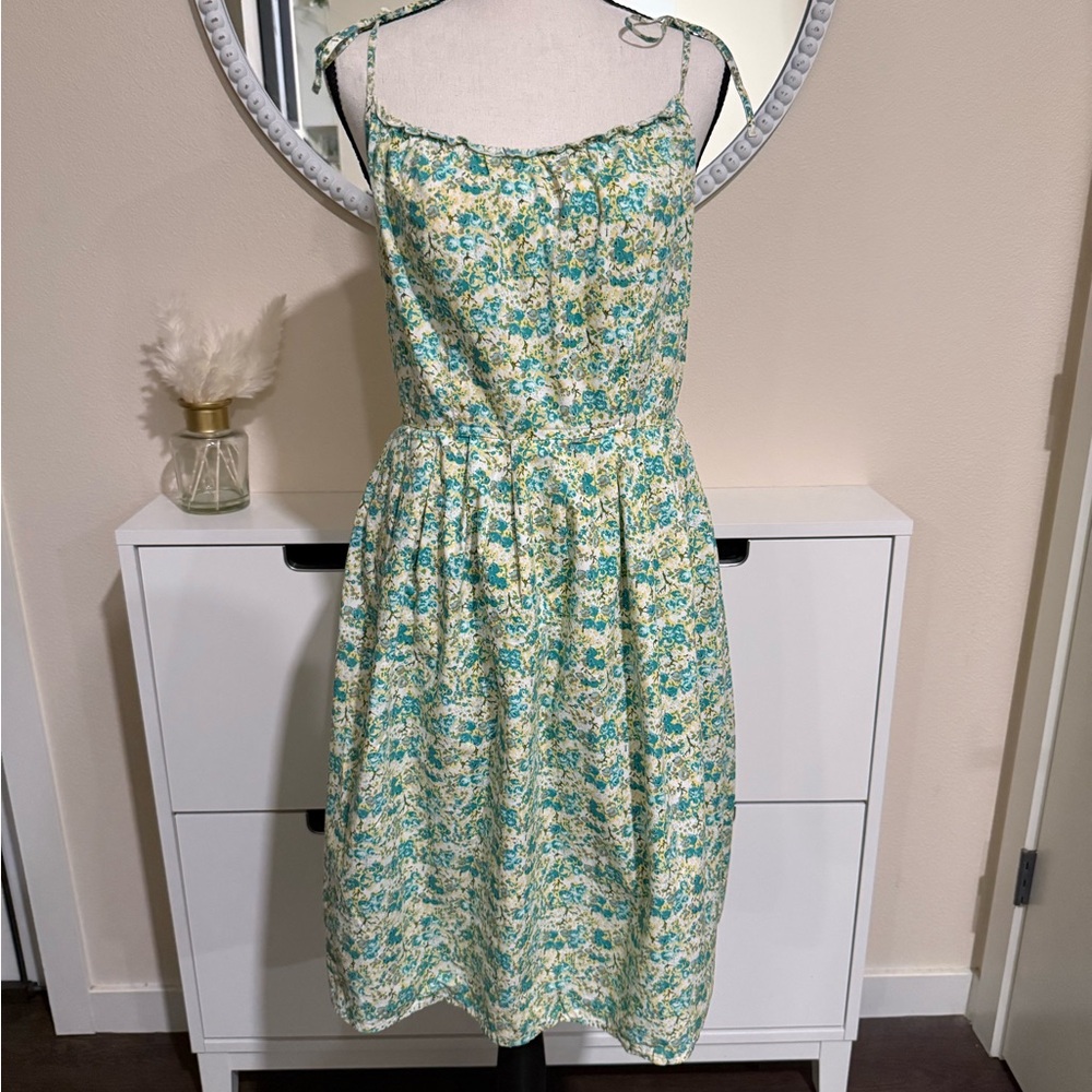 LOFT Green Spaghetti Strap Sundress